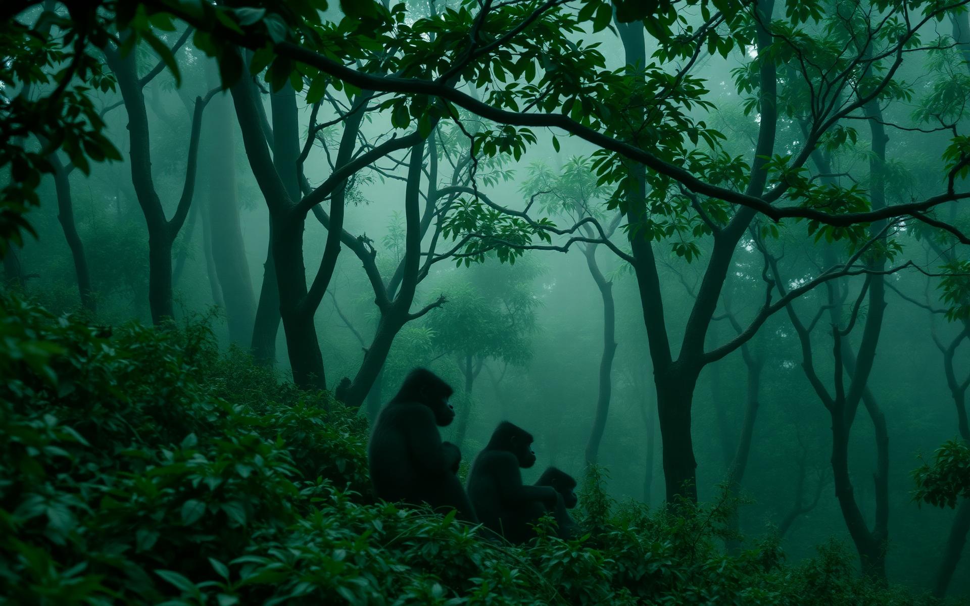 Mountain gorilla family in Bwindi Impenetrable Forest, Uganda